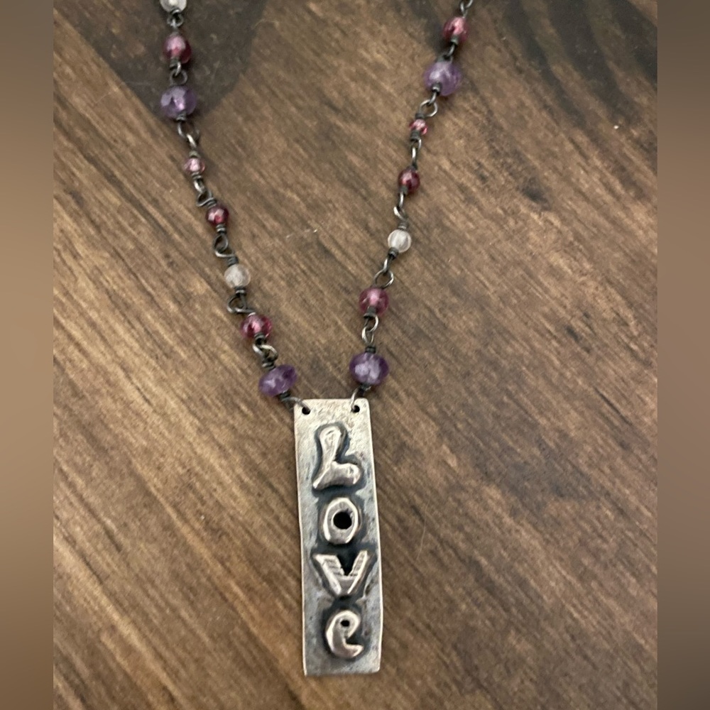Jes MaHarry LOVE Wire wrapped semi precious stone necklace 17.25”